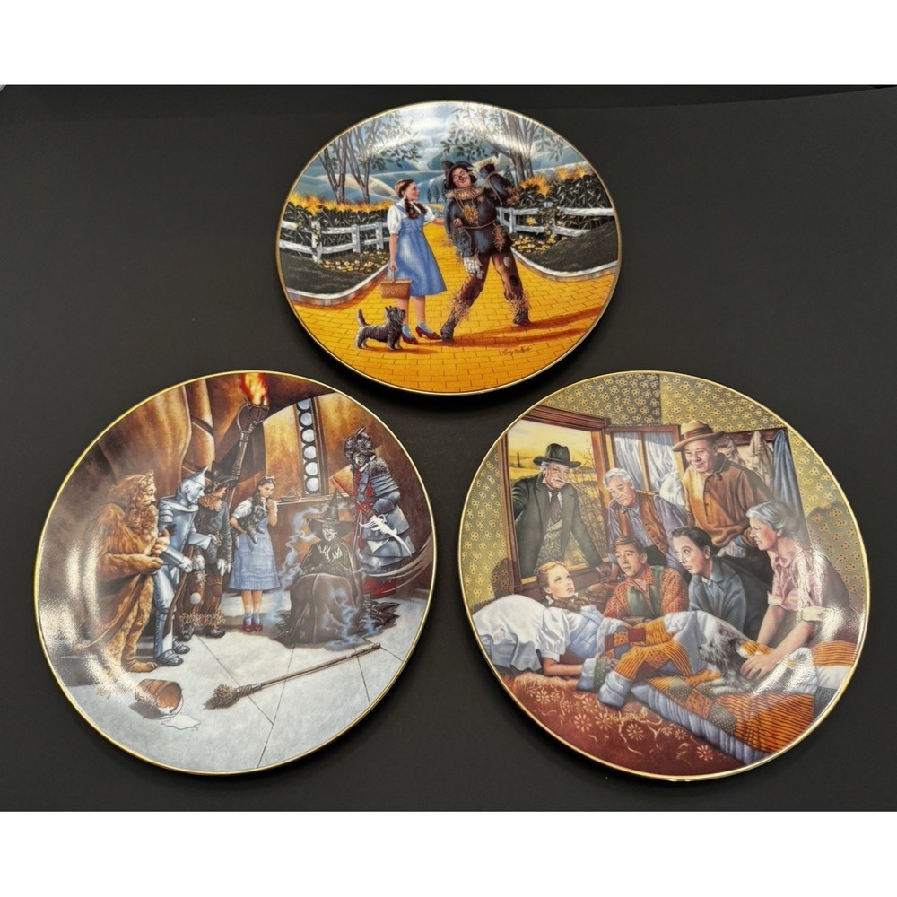 Knowles Wizard of Oz Collector Plates Rudy Laslo Set of 3 Limited Edition 8.5in